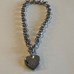 🌟 New Silver Initial Heart Bracelet